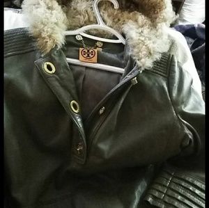 Tory Burch Green Leather Jacket